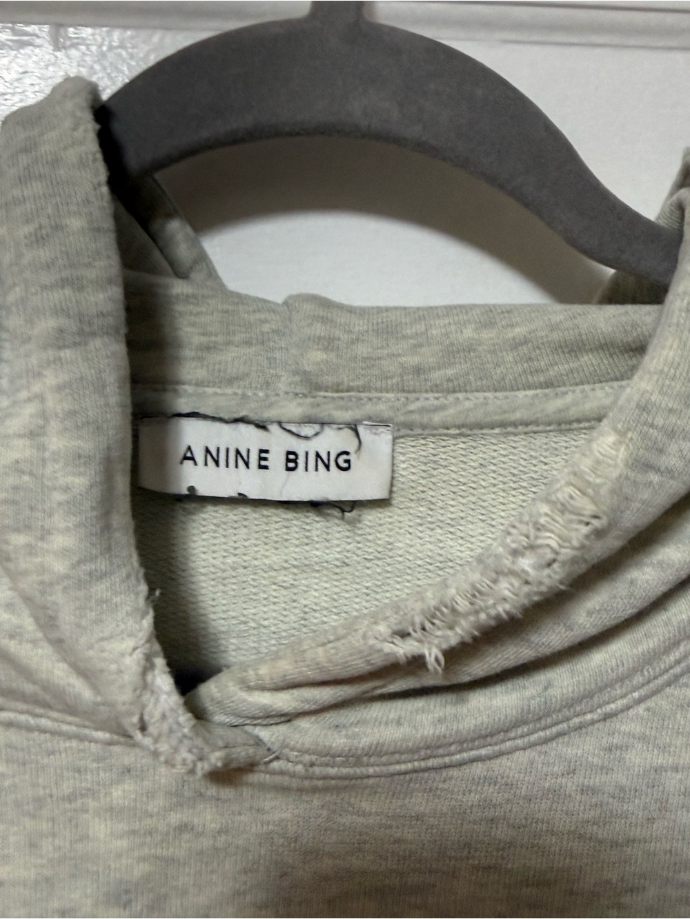 ANINE BING Harvey Signature Script Logo Hoodie Gray S - Picture 2 of 6